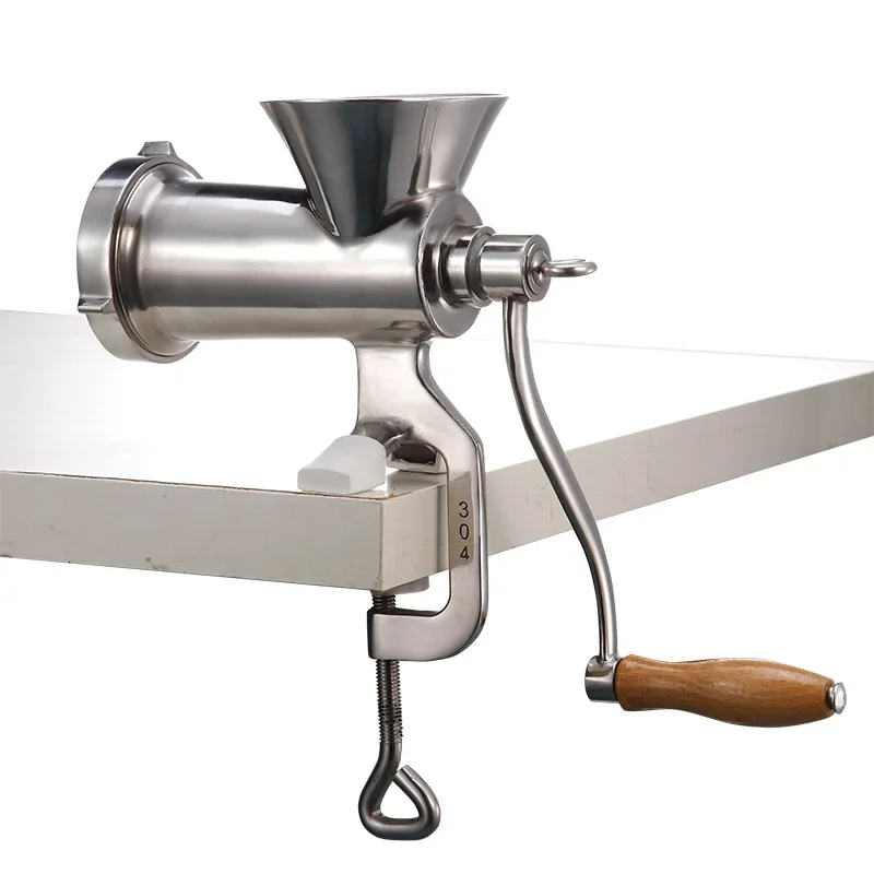 Stainless steel manual meat grinder hand crank household large minced meat vegetable sausage grinder grinding multi-function