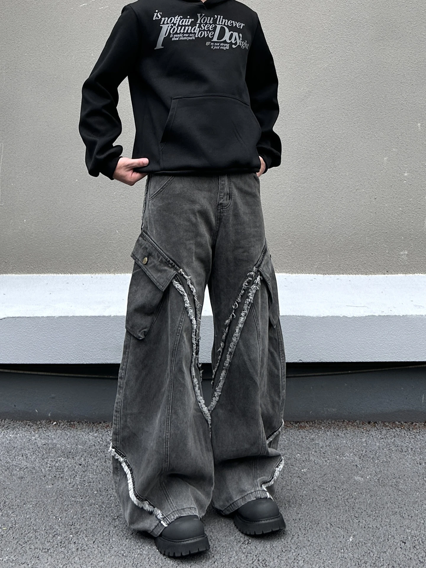 

Американские ретро-джинсы унисекс в стиле High Street, свободные повседневные джинсы с рваными краями, средней посадки, для подростков