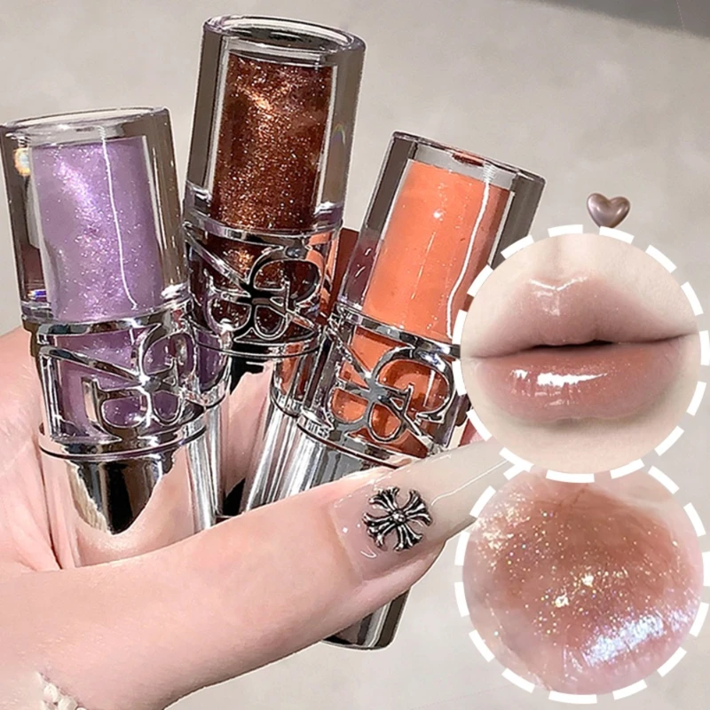 Przezroczysty Szary Błyszczyk do Ust Efekt Lustra Nawilżający Powiększający Długotrwały Tint do Ust Słodki Olejek do Ust Błyszczyk Makijaż