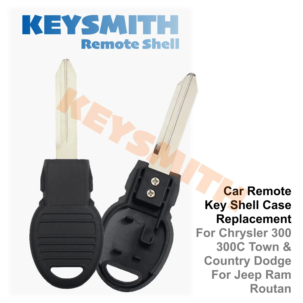 KEYSMITH Car Key Shell Case For Chrysler For Dodge For Jeep Blank Transponder Key Cover with Uncut Y170 Blade