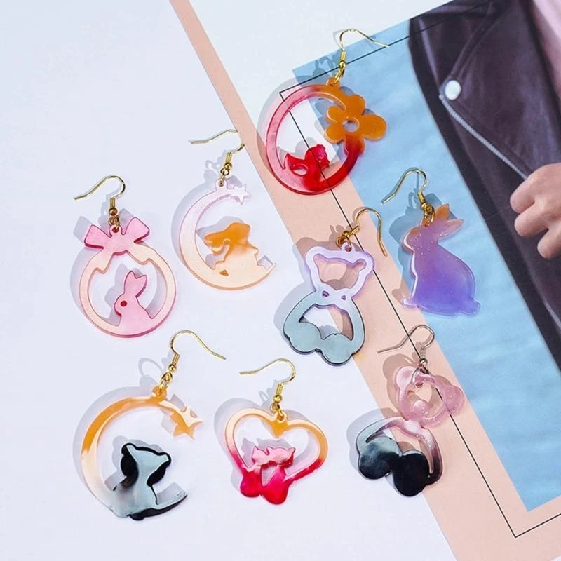 

DIY кристаллическая форма из эпоксидной смолы в форме животного, серьги, подвеска, силиконовая форма, ремесло