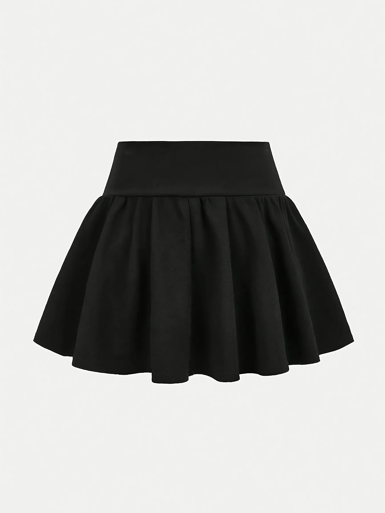 Trendy Girls 1Pc Daily Bottoms, Black Wide Waistband V Cut Ruffle Skater Skort for Street Dance Kids Fashion Photoshoot