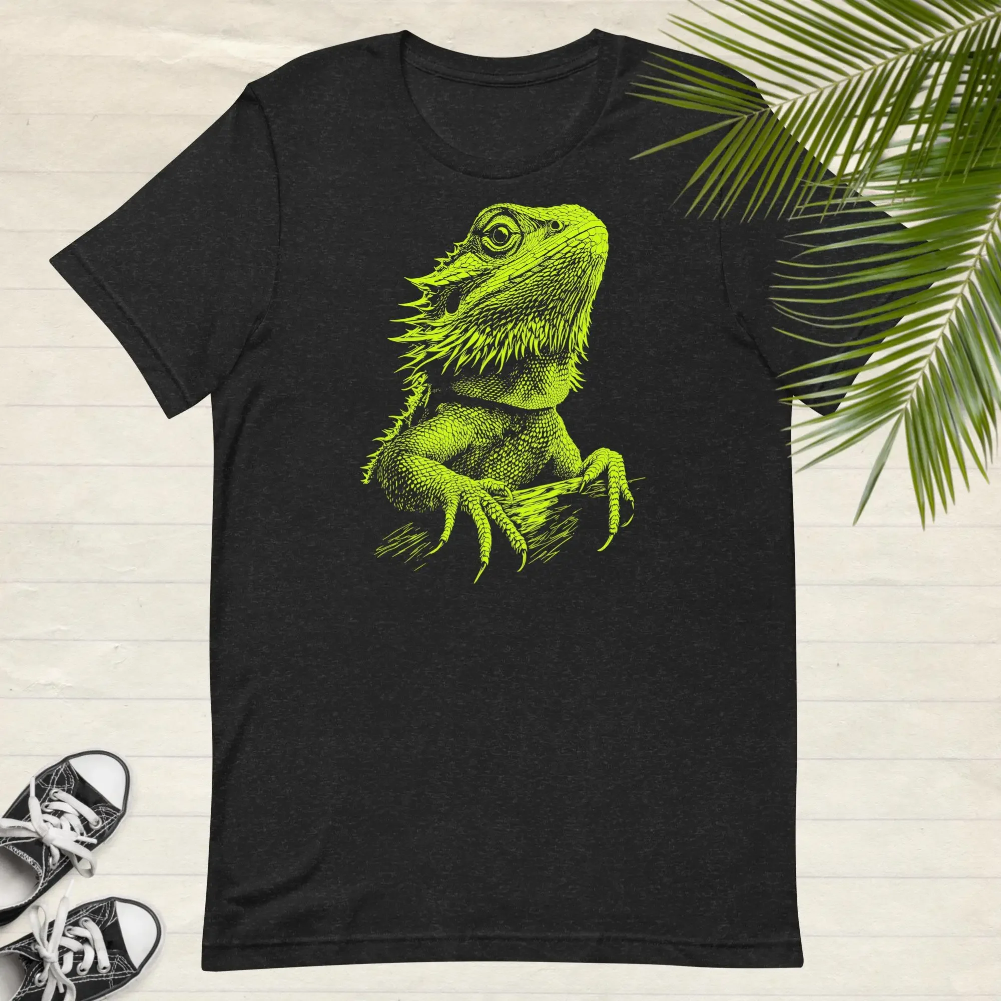 Neon Bearded Dragon T shirt Monochrome Top Reptile Lover Funny Lizard Minimalist pet