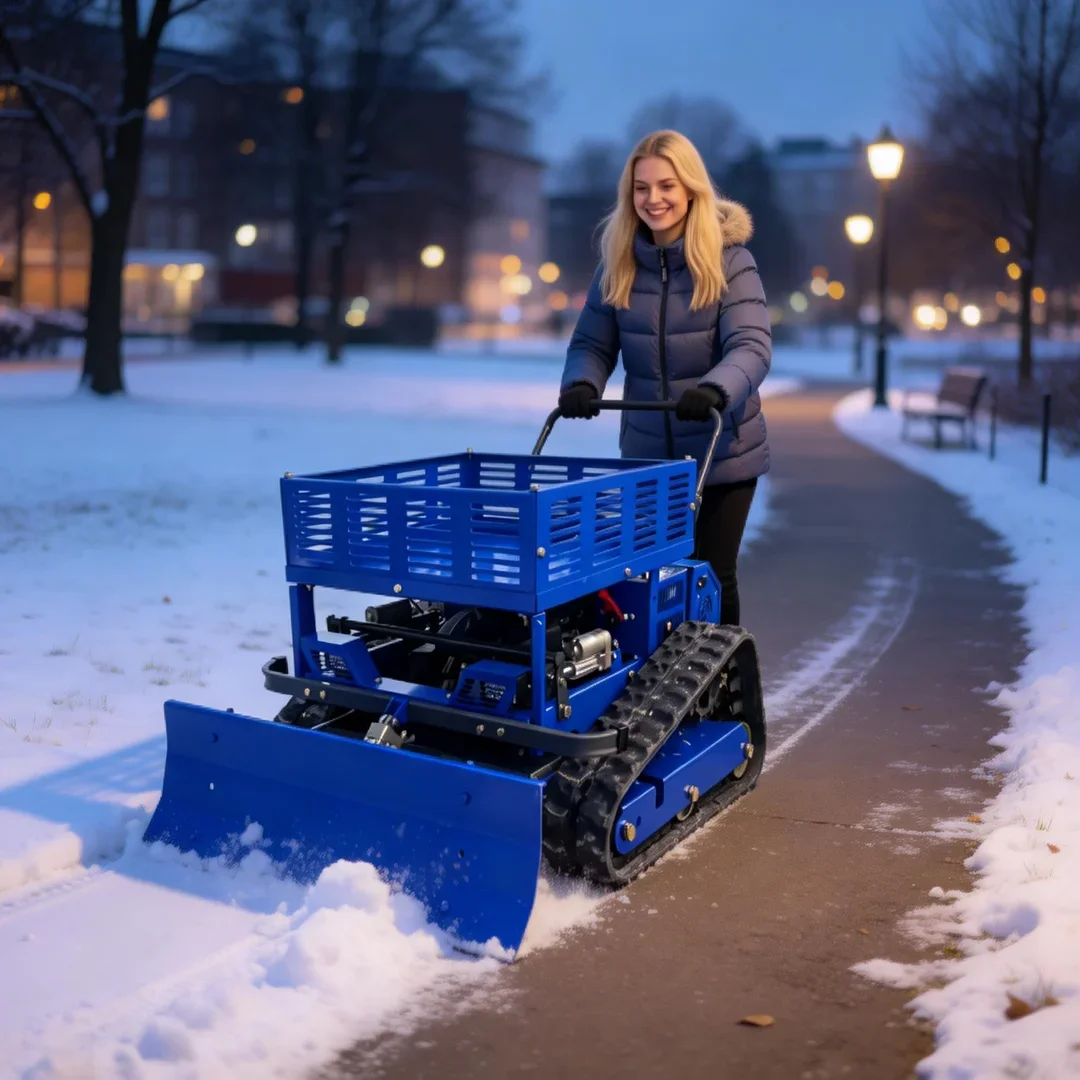 

Customized Cordless Remote Control Lawn Mower Industrial Flail Cutting With Snow Pusher Storage Rack Farm & Garden Use