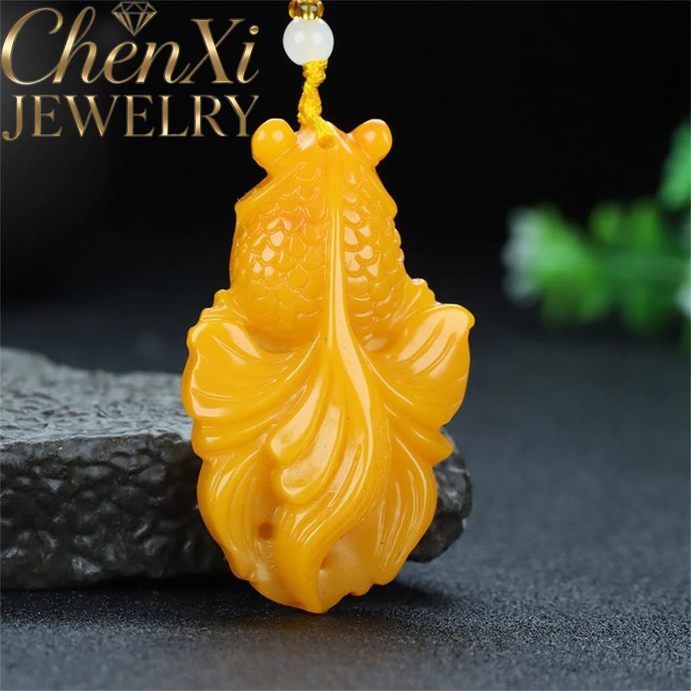 

High-End Hetian Chicken Oil Yellow Jade Goldfish Pendant Luxury Quality Fashion Fine Jewelry Exquisite Elegant Charms Popular
