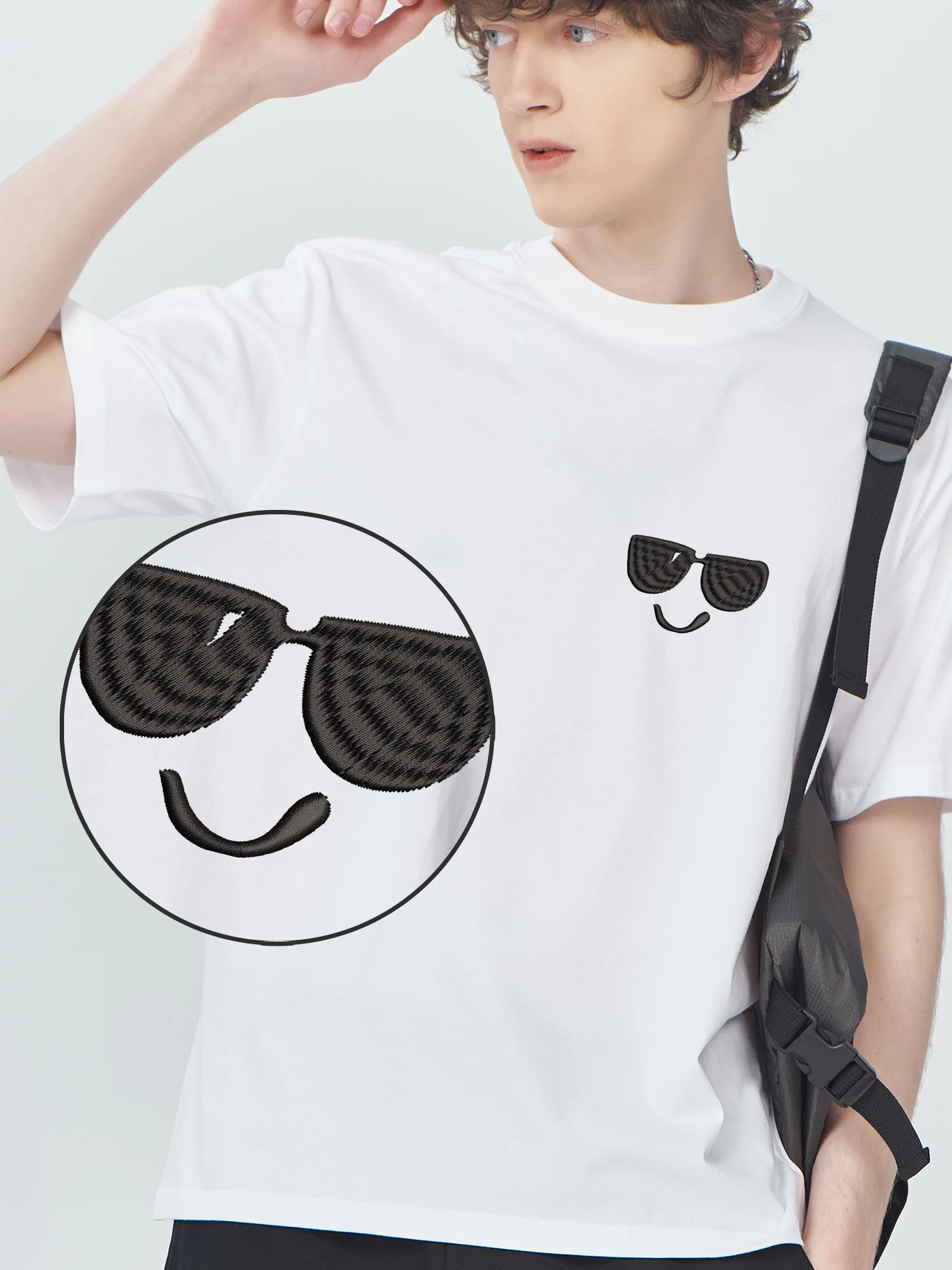 

Funny Drawing Symbols Embroidered Short Sleeve Tshirt For Men Women Cotton Comfort High Quality Graphic Tee Shirt