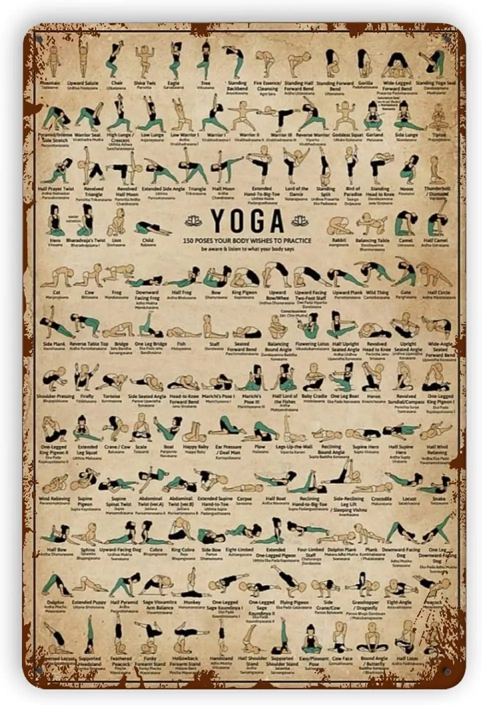 Big Yoga Knowledge-18/panneaux en métal, peinture en fer rétro, pour la cuisine et le garage