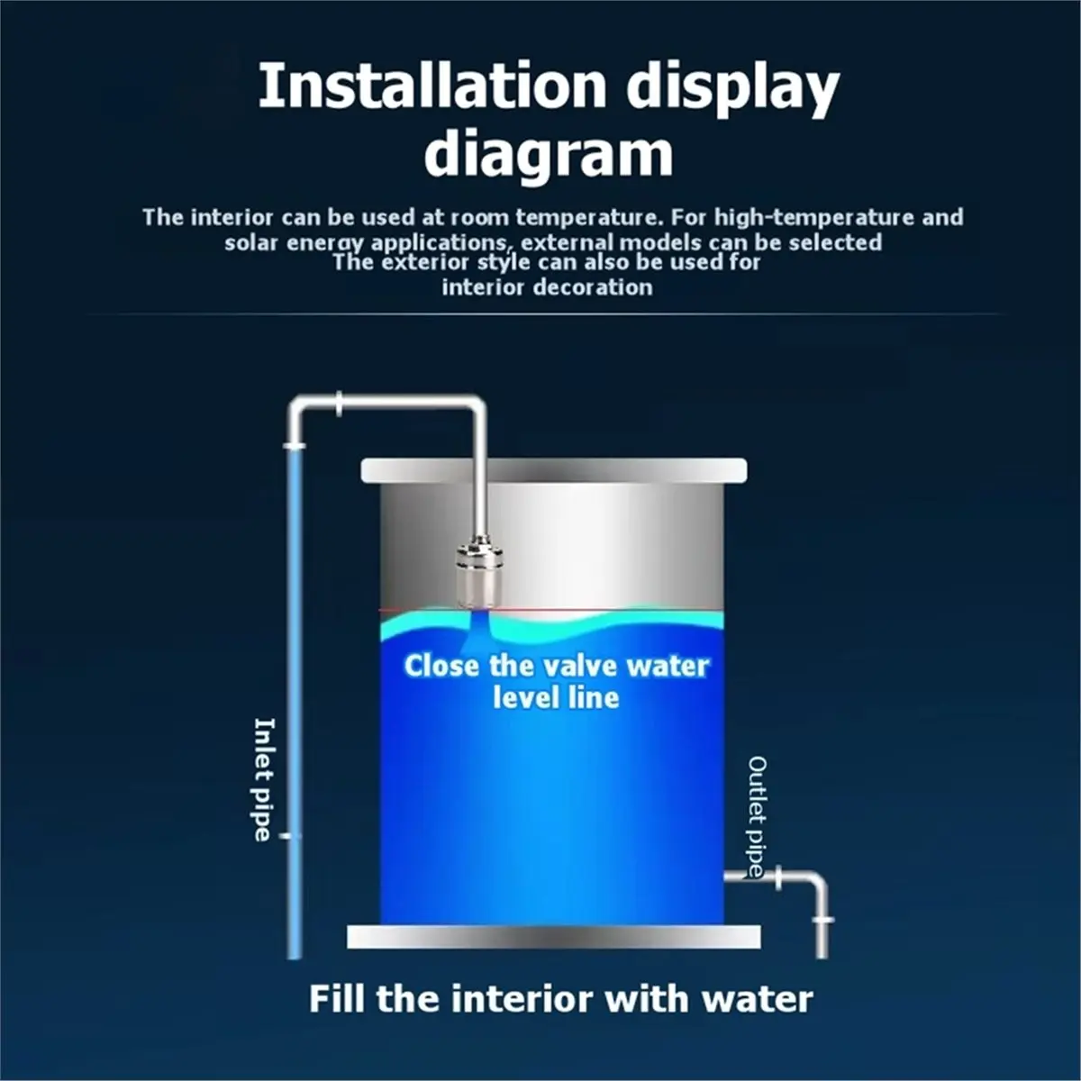 304 Stainless Steel Fully Automatic Mini Float Valve Water Level Control Shut Off Valve for Water Tank 1/2' 3/4' Size B