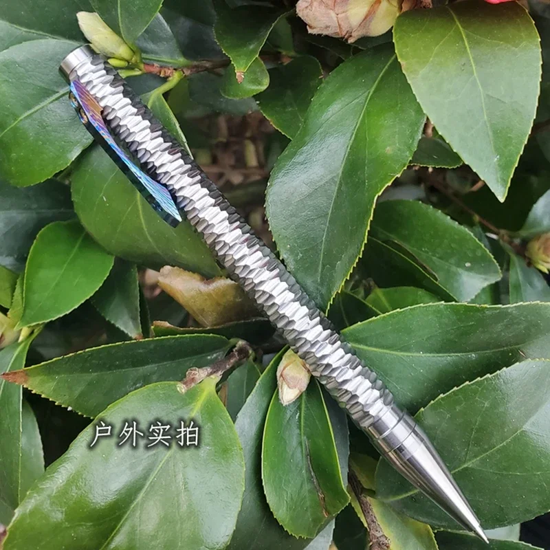 EDC Titanium Alloy TC4 Mechanical Bolt Action 0.7mm Pencil with Damascus Clip  Multi-functional Portable Outdoor Tools 1 Piece