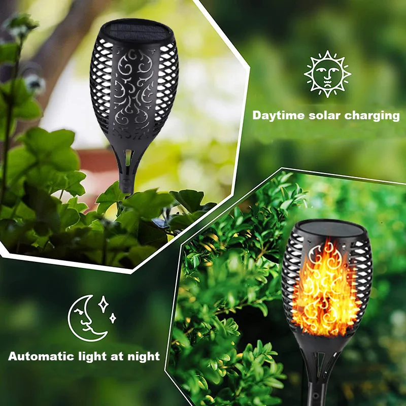 12/33/96 LED Solar Torch Light Lawn Garden Plug in Light Outdoor Courtyard Waterproof Induction Decoration Landscape Flame Light