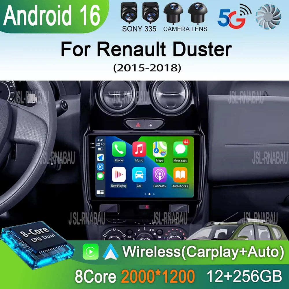 Android 16 Car Radio For Renault Duster 2015 - 2018 For LADA Largus 2021 Multimedia Video Player Navigation Stereo GPS
