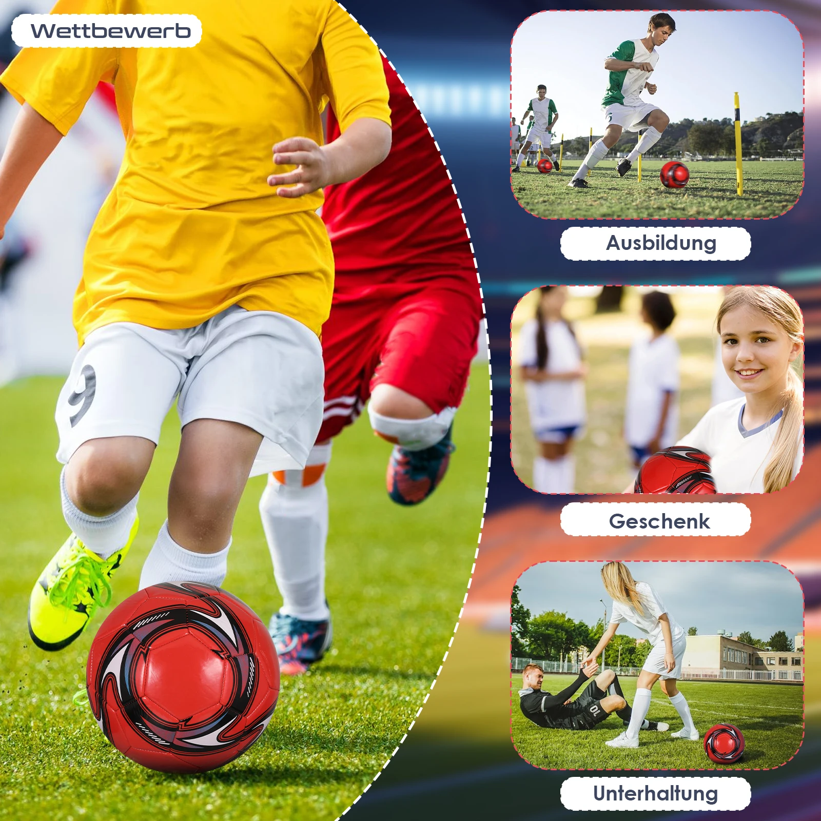 كرة قدم مقاس 4 سميكة مقاومة للماء من البولي يوريثان مقاومة للاهتراء للتدريب في الهواء الطلق، كرة قدم مخيطة للطلاب، مباريات التدريب