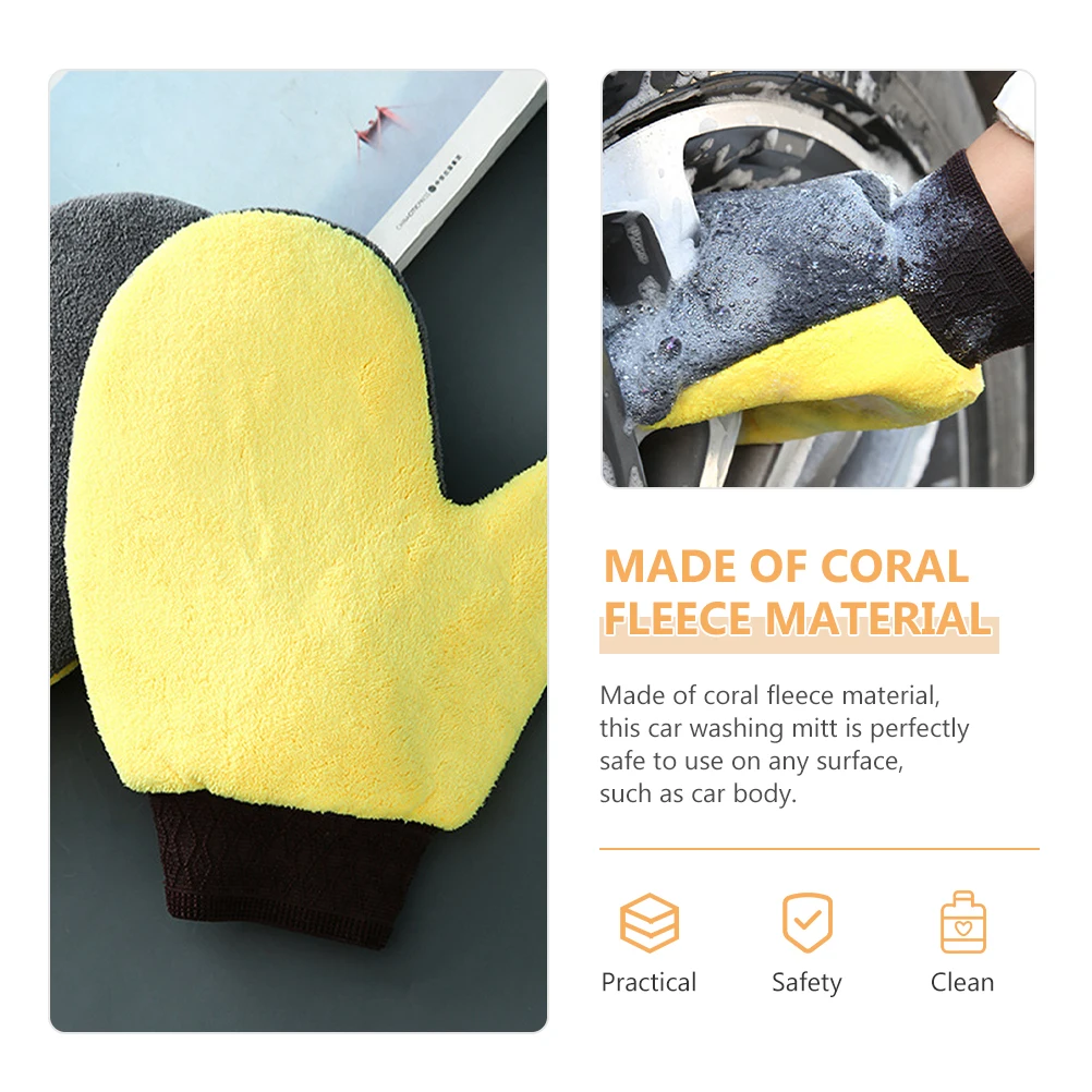 

2 Pcs Car Wash Gloves Coral Fleece Mitts Scratch Free Auto Detailing Home Cleaning Dust Mitts Waterproof Glass Window Paint Body