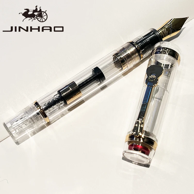 Jinhao 1935 Transparenter Acryl-Füllfederhalter, transparenter Korpus mit 5-zackigem Stern, Gitarrenclip, großer Konverter, humanisierter Desi – Detail 3