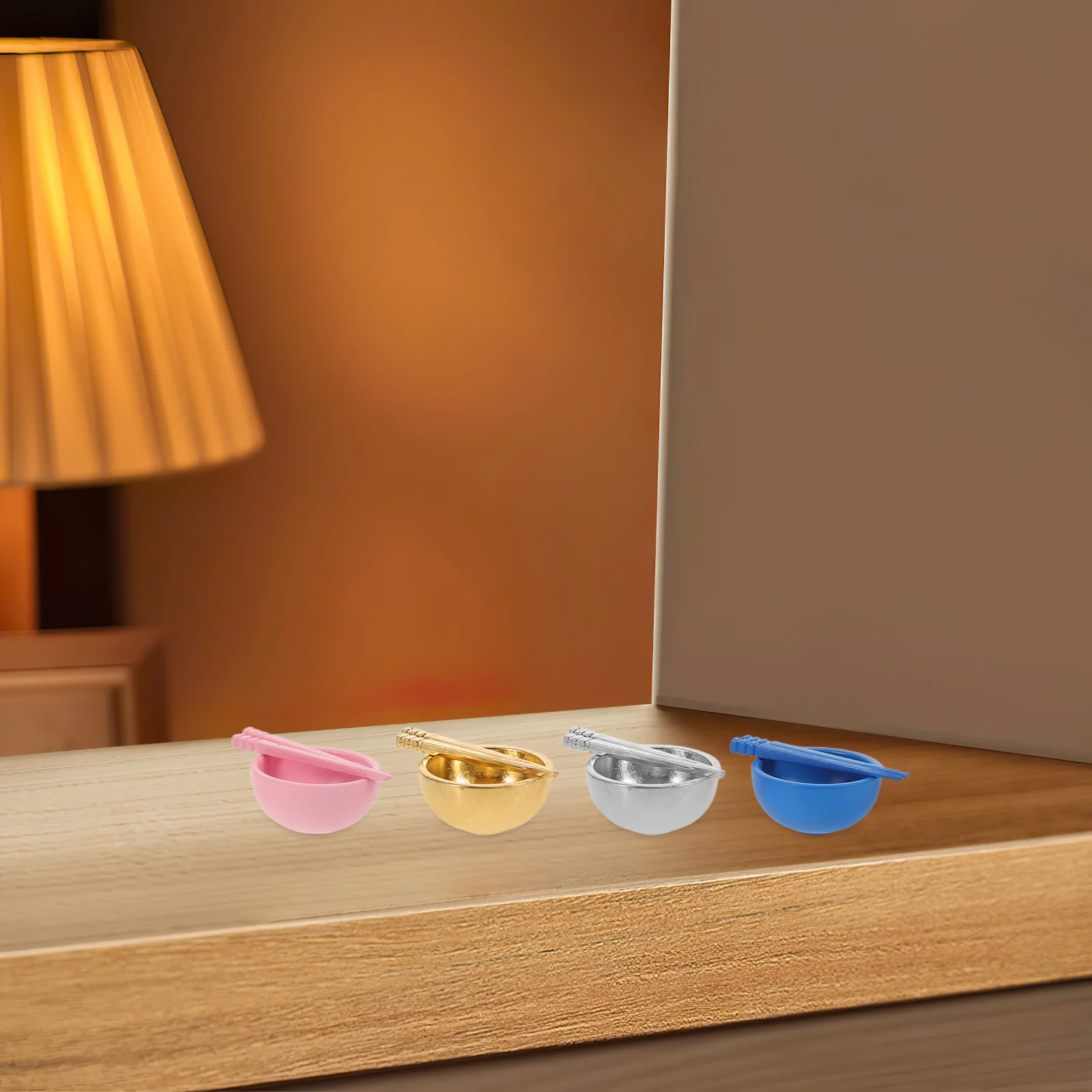 4 مجموعة دمية أدوات المطبخ المصغرة واقعية المعادن أطباق صغيرة عيدان المطبخ الصغيرة اكسسوارات الديكور لتناول الطعام 1:12 #5