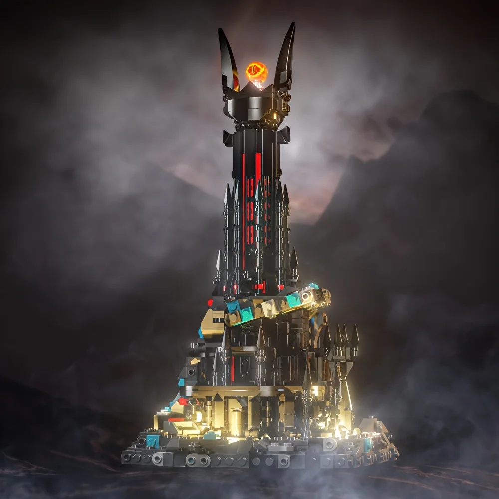 784 pçs moc senhor anel brilhante castelo arquitetura torre escura bloco de construção conjunto com iluminação olho jogo fãs presentes para jogador