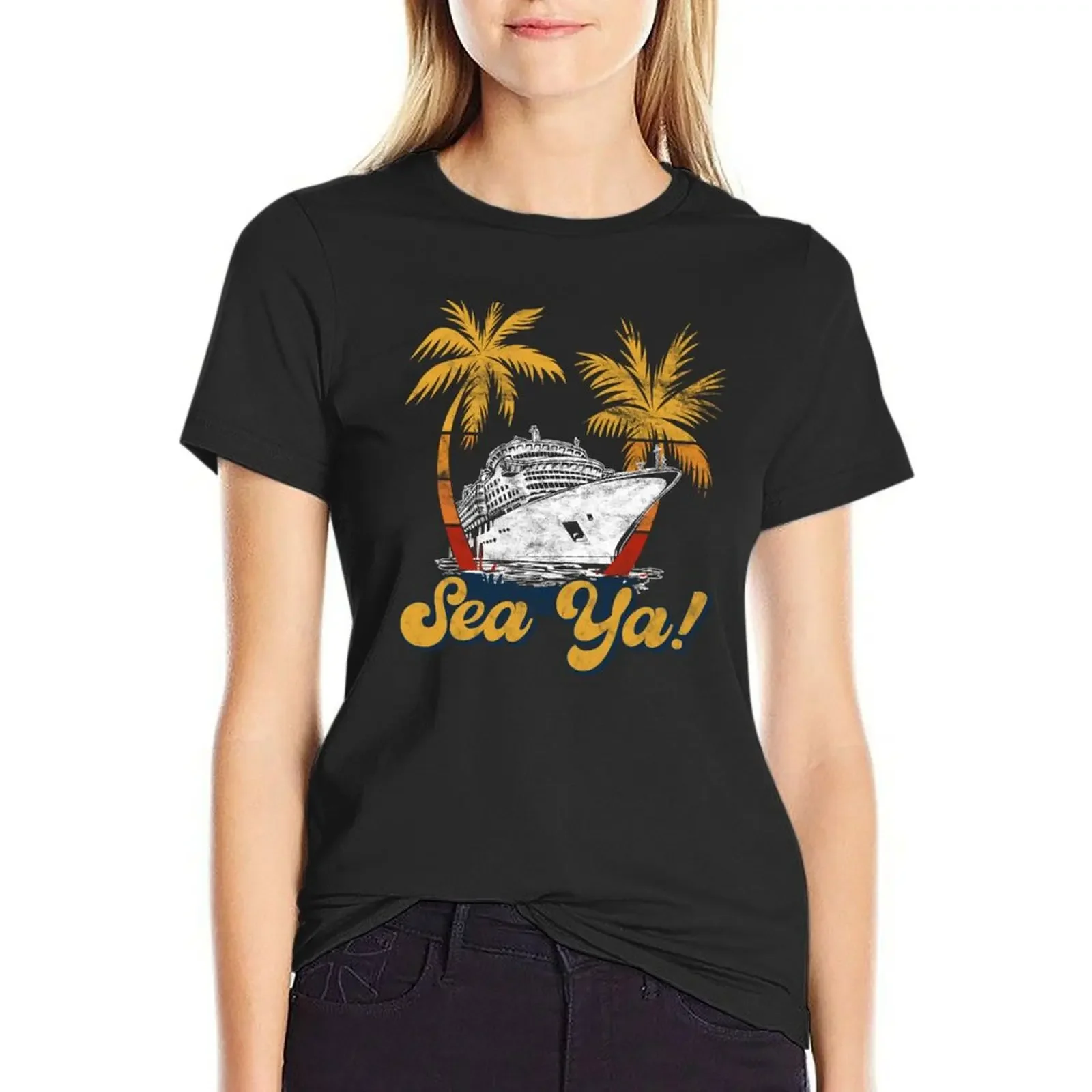 Funny Cruise Puns - Sea Ya Cruising Ship Vacation Trip T-Shirt shirts graphic tees Female clothing Top Women