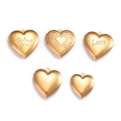3pcs/Lot NO Fade Stainless Steel Love Heart Photo Locket Frame Photo Frame Pendant Charms For Jewelry Making Accessories