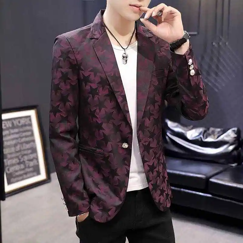 

Мужские повседневные костюмы Slim Fit Haome Faionable Ci Sle Long Sve из натуральной шелковой ткани, специальная широкая версия, осенний молодежный тренд