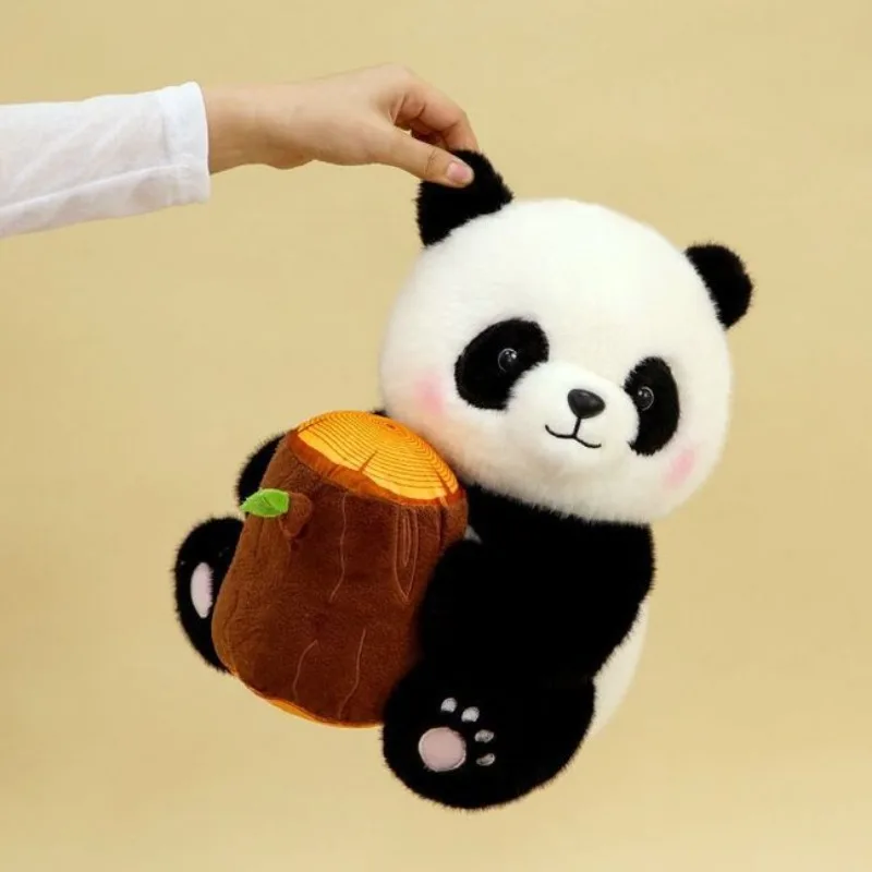 Juego de Peluches de Panda, Muñeco de Peluche Suave con Tronco de Bambú, Figura de Panda Kawaii, Decoración del Hogar, Regalo para Niños y Familia
