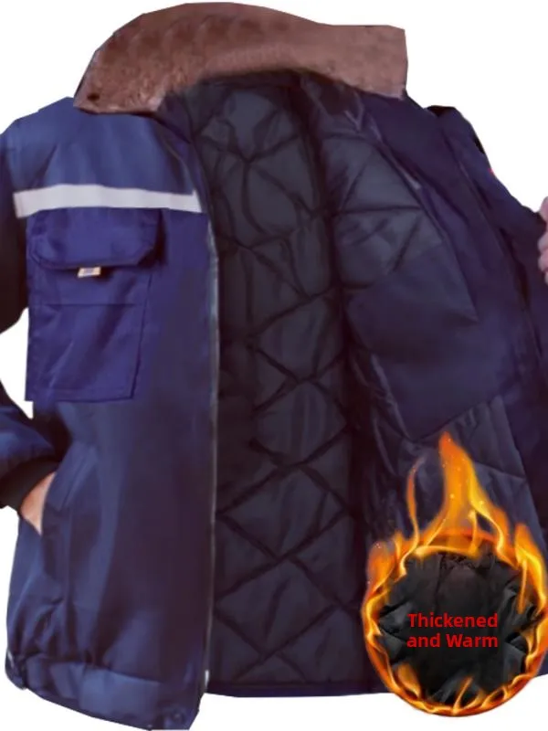 

Thiened Winter Cotton Jaet with Fur Collar Multi-ket Warm And Wear-Resistant for Construction Site Use Autumn Winter
