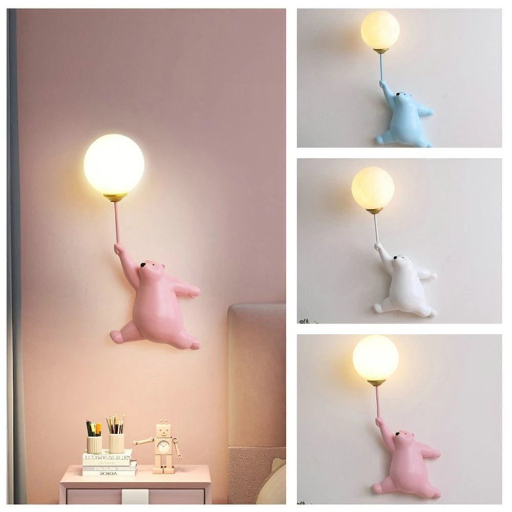 

Cartoon Polar Bear LED Sconce Light Creative Wall Lighting Lampe Murale for Family Theme Hotel Kid Children Bedroom Wall Lamps