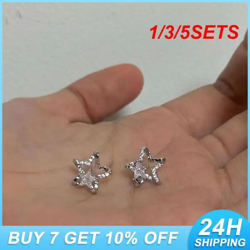 1/3/5SETS Fashionable Fashion Earrings High-end Decoration Sparkling Crystal Pentagram Earrings For Women Jewelry Luxury