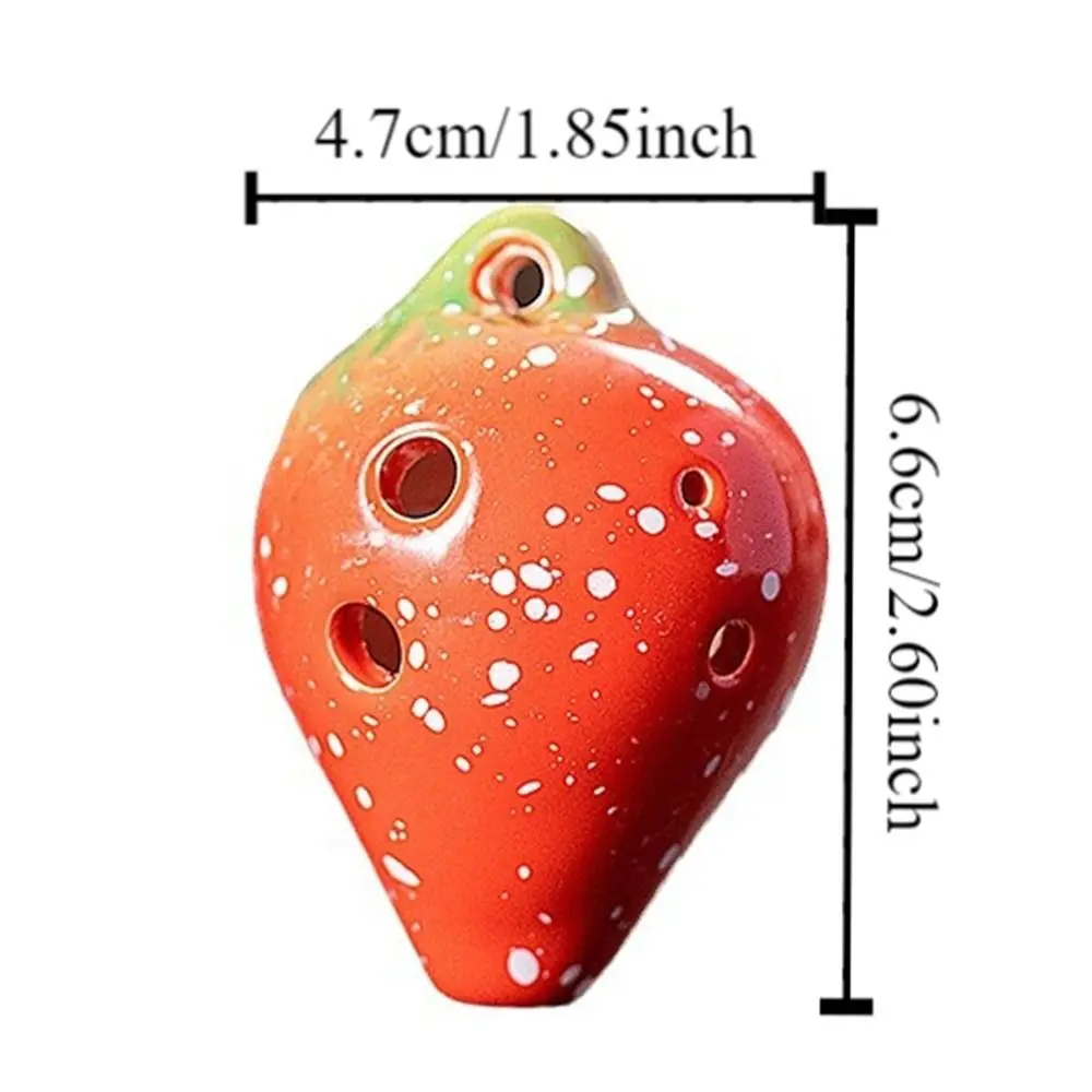 6 Hole Ocarina Cute Color Ceramic Strawberry shape C Tone Flute Wind Musical Instrument Portable Beginners Kids Music Instrument