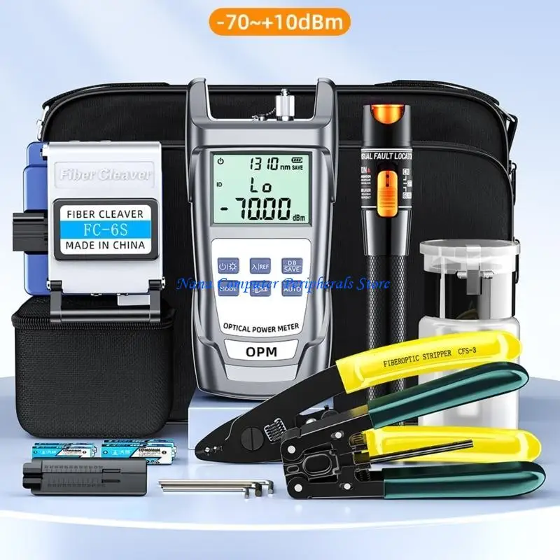 F68C Professional Fiber Optics Tools Including Cold Connection Cleaver Power Meter Stripper Tester
