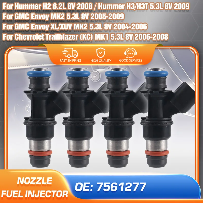 

Fuel Injector Nozzle For GMC Envoy 2005 2006 2007-2009 Hummer H3 H3T 2009 Chevrolet Trailblazer 2006 2007 2008 Hummer H2 5.3L