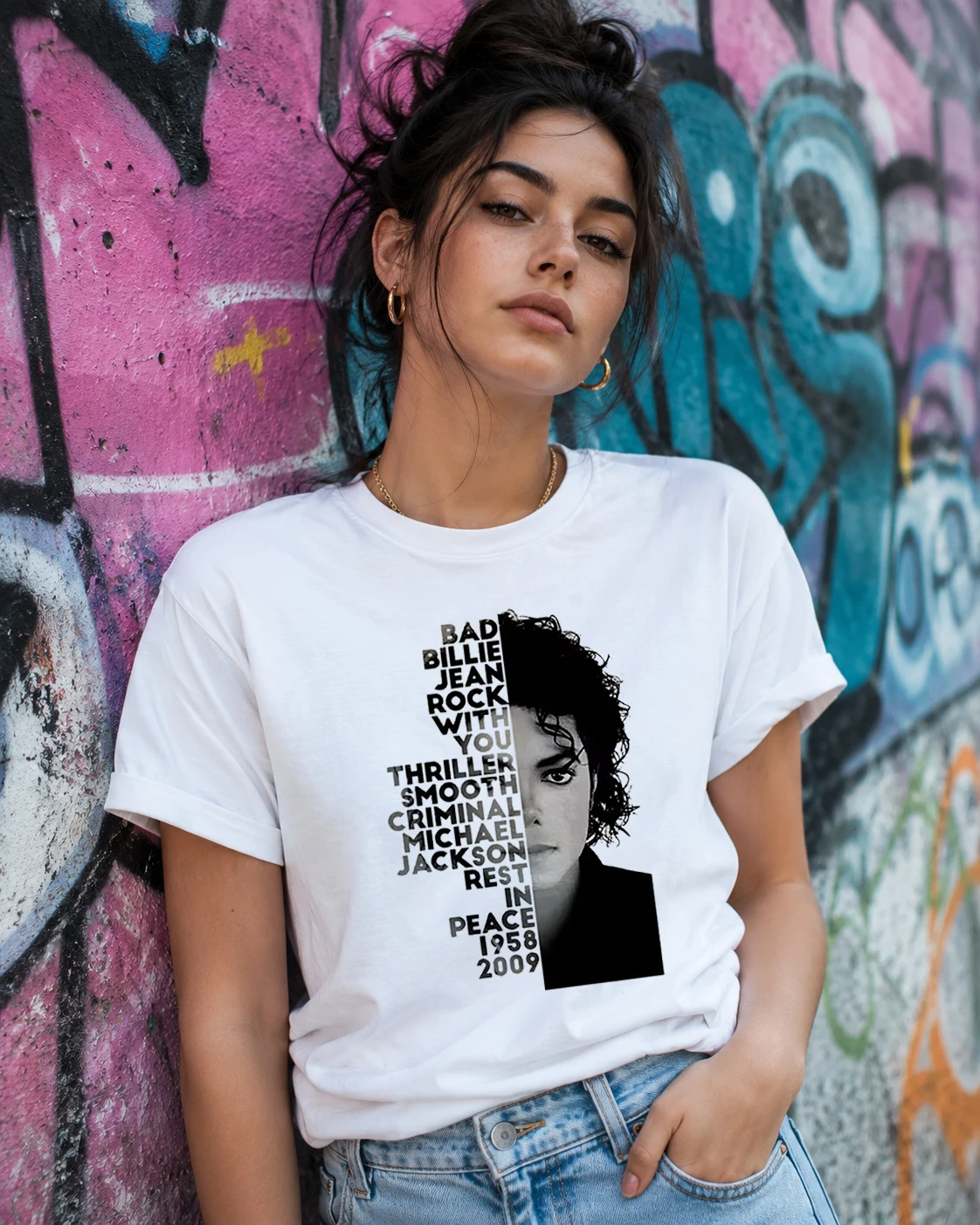 Michael Jackson King of Pop T Shirts Woman Short Sleeve King of Pop Era T-Shirt Casual Fashion Harajuku Kawaii Y2K Clothing view 5
