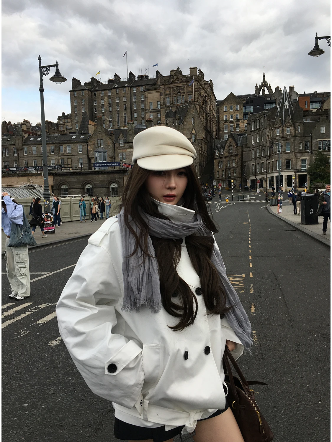 Xinlei Lin ort Stand Collar Jaet Coat Korean Sle Cotton Nylon Blend Zipper Closure Pure Color Commute Friendly Women's ...