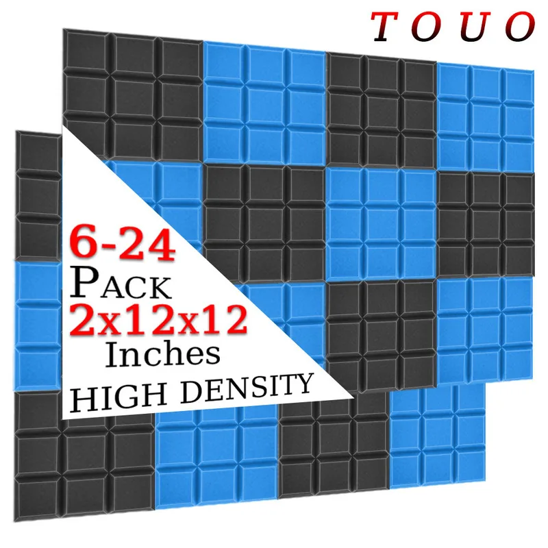 

TOUO Acoustic Foam 6/12/24 Pcs High-Density Acoustic Panels Beveled Edge 9 Tiles Ceiling Soundproof Studio Acoustic Treatment