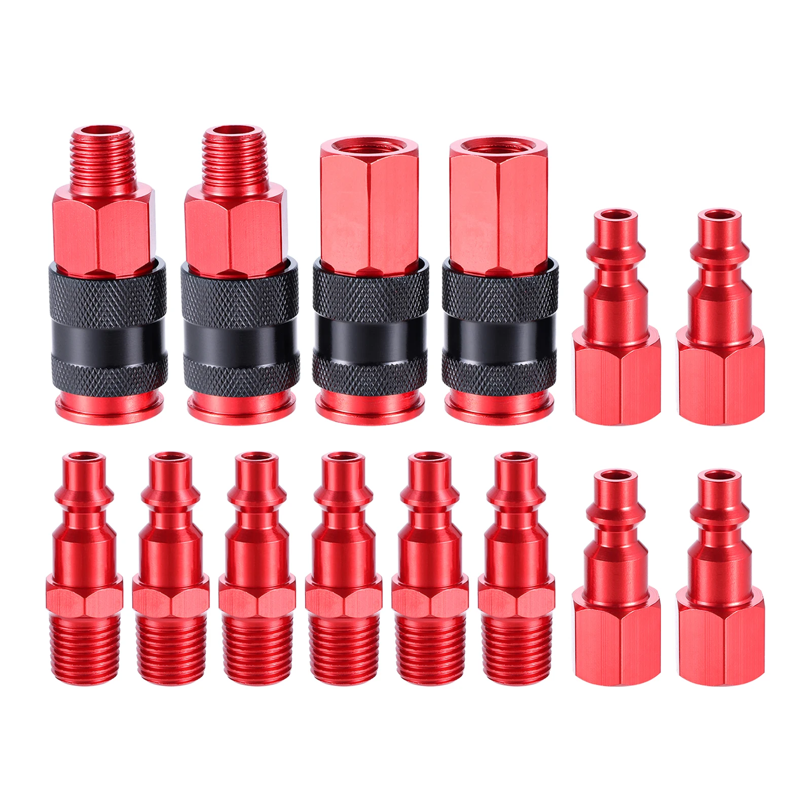 14pcs Universal Air Hose Fittings 1/4 Inch NPT Quick Connect Air Coupler and Plug Kit Air Compressor Industrial Pneumatic Tool