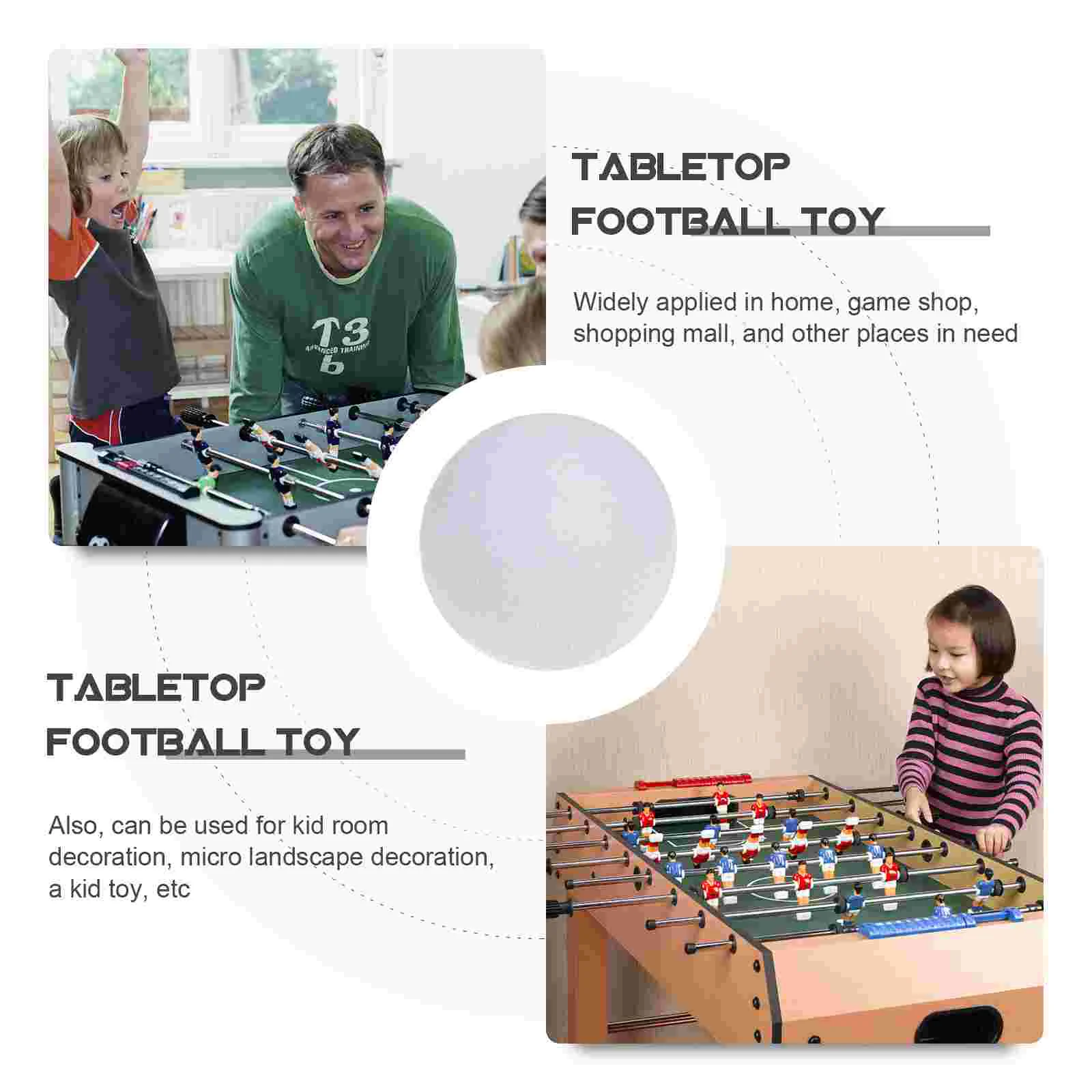 6 Pcs 36mm White Fuzzy Table Soccer Balls Portable Mini Foosball Replacement Wear Resistant Toy Game Home Decor Kid Room