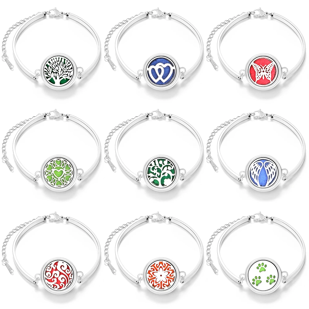 New Aromatherapy Bracelet Diffuser Cuff Bangles Rotate Open Locket Scent Perfume Aroma Diffuser Bracelet Essential Oil Bracelets