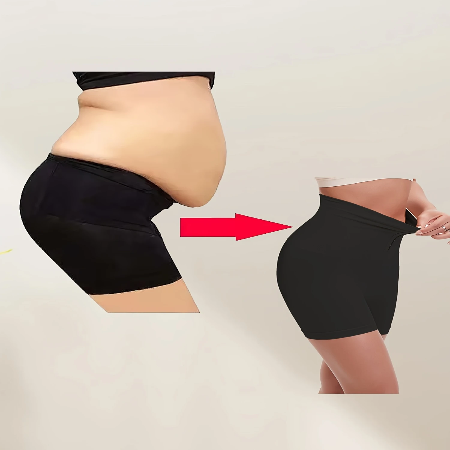 High Waist Women's Shapewear Panties, Postpartum Tummy Control, Seamless Slimming Shorts, Peach Hip Design
