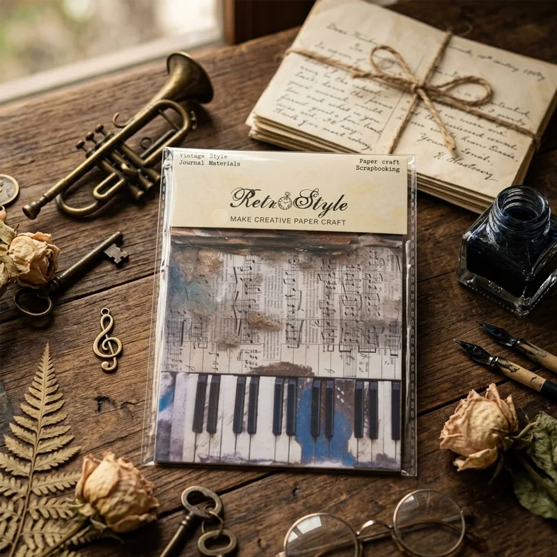 Vintage Piano Keyboard Music Sheet Collage Print Junk Journal Scrapbook Paper DIY Craft Album Handmade Decor