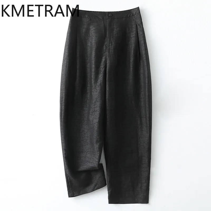 KMETRAM 100% Real Mulberry Silk Pants Women 2026 Spring Casual Ankle-length Elastic Waist Harem Pants Female Clothing Ropa Mujer