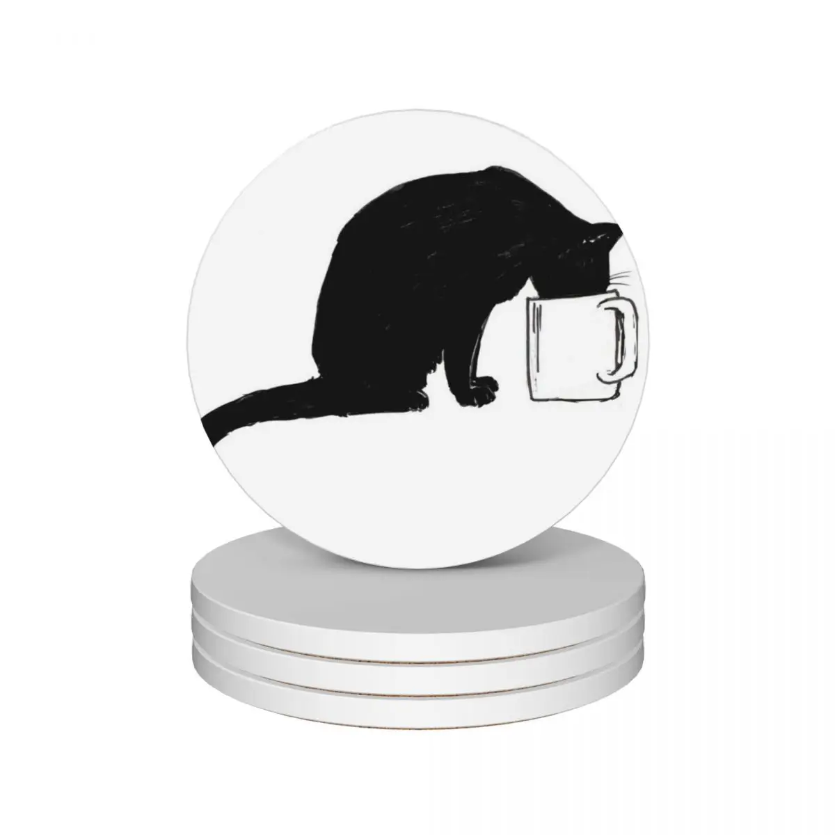 

Cat in a Cup Ceramic Coasters (Set of 4) Creative christmas ceramic stand mat for dishes Coasters