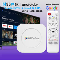 H96 MAX Android 14 TV Box Rockchip RK3528 2.4G 5G Wifi6 BT5.0 8k HDR 3D 16G 32G 128G ROM Voice Remote