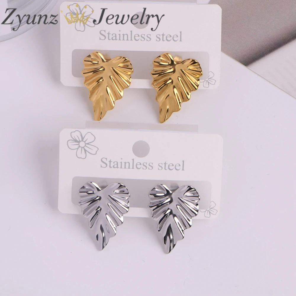 5 Pairs, Stainless steel Wrinkle Heart Women's Gold Silver Color Heart Bohemian Female Ear Accessories Jewelry