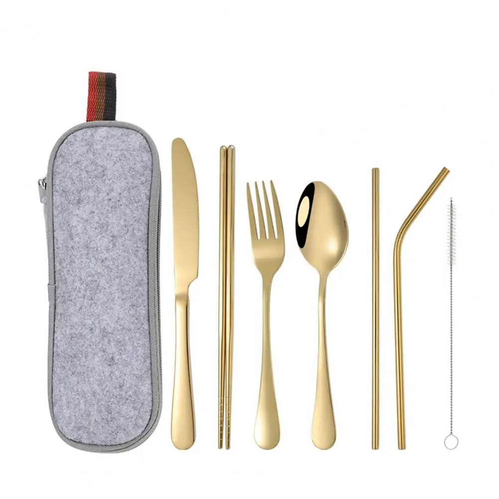 

High Stainless Steel Cutlery Stainless Steel Travel Utensils Set for Outdoor Camping Polished Surface Easy to for On-the-go