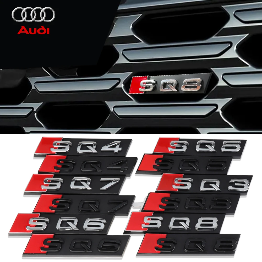 For Audi SQ3 SQ4 SQ5 SQ6 SQ7 SQ7 Logo Car Styling Modification Accessorie 3D ABS Car Front Grille Emblem Decoration Center Cover