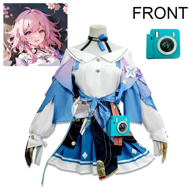 2025 7th زي لعبة هونكاي ستار السكك الحديدية تأثيري 7 مارس فستان ملابس موحدة شعر مستعار لعب الأدوار لفتاة كوميك كون Wo #1