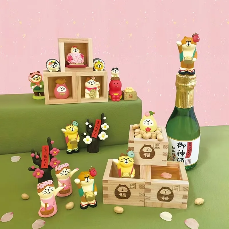 Zakka Lucky Ghost Mini Statue Bookshelf Decoration Collectible Home Decor Resin Craft Japan Ornaments Fairy Garden Accessories