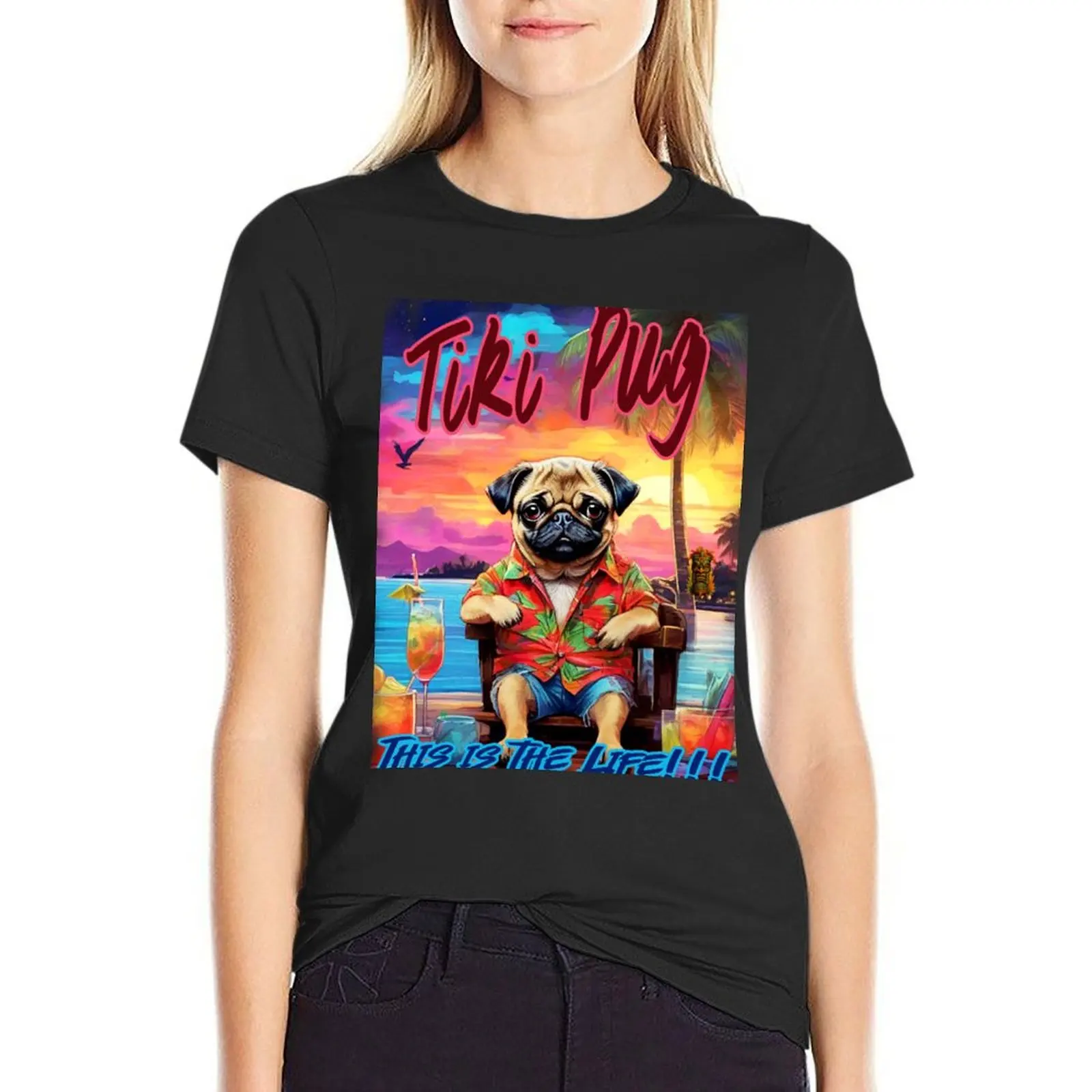 TIKI PUG T-Shirt sublime graphics womans clothing