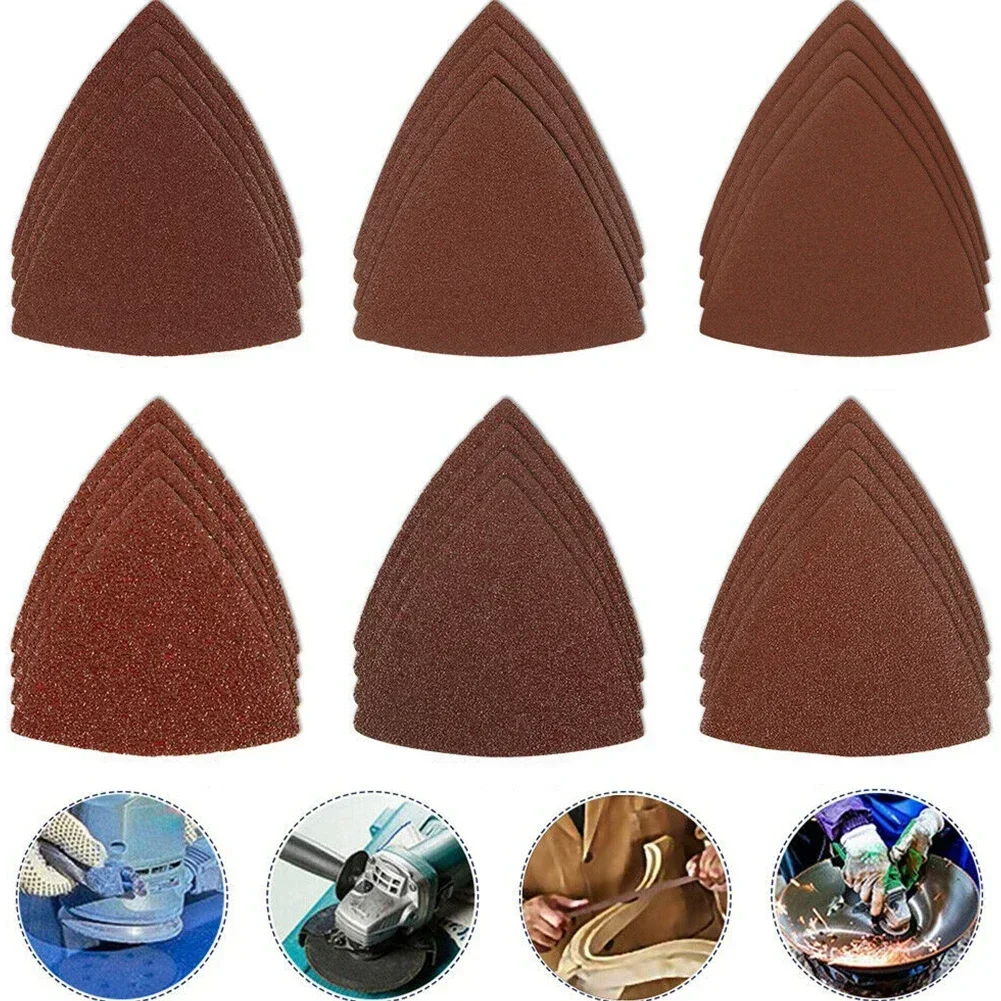 

3-1/8" Sanding Paper 80mm Triangular Hook & Loop Sandpaper Triangle Fit 3-1/8 Inch Oscillating Multi Tool Sanding Pad Multi Grit