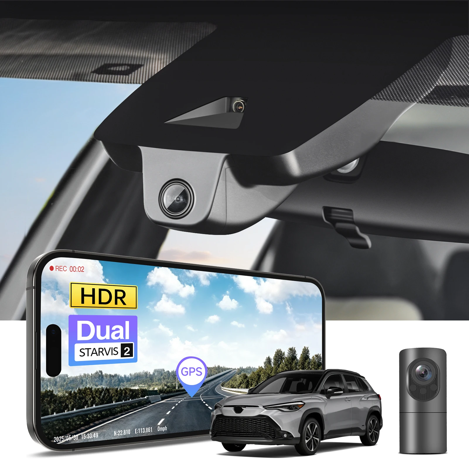 

4K STARVIS 2 IMX678 IMX675 Sensor Dash Car Camera For Toyota Corolla Cross & Corolla Cross Hybrid (Model A/B) 2022-2026 Recorder