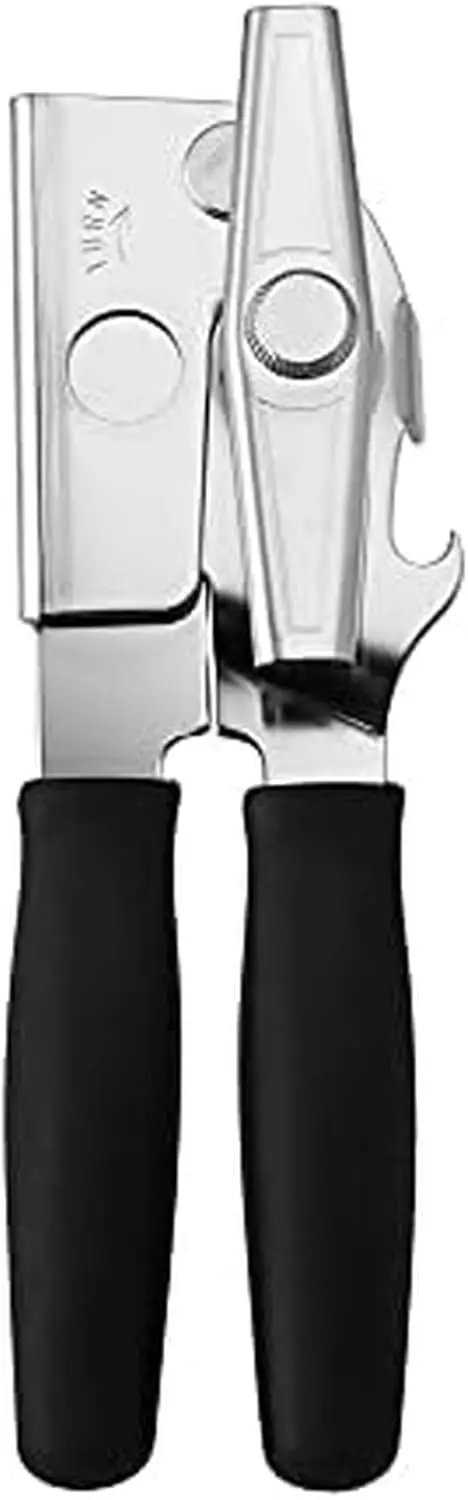 

Portable Can Opener with Ergonomic Handle & Built-in Bottle Opener, Durable Cutting Wheel, Black